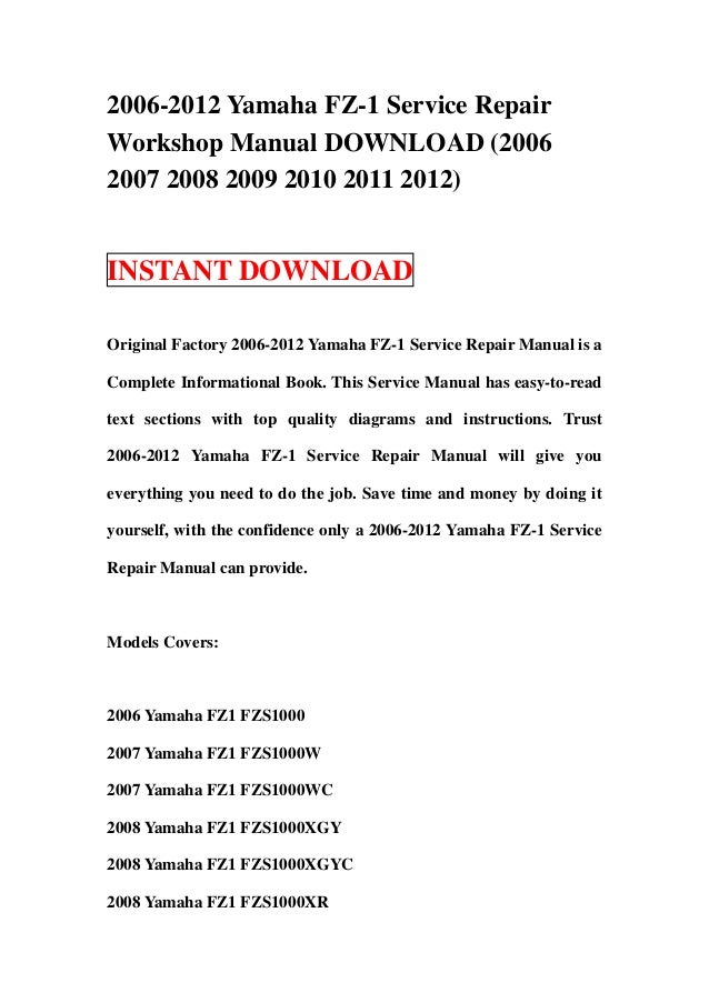 YAMAHA FZ16 SERVICE MANUAL PDF